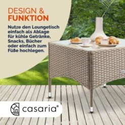 Casaria Poly Rattan Coffee Side Snack Table Garden Conservatory Patio Furniture M2 - 58x58x42cm (de) -Outdoor Furniture Store 33301024 4