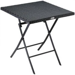 Casaria Poly Rattan Folding Table Patio Balcony Garden 63x63x73cm Foldable Side Table Black