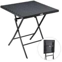 Casaria Poly Rattan Folding Table Patio Balcony Garden 63x63x73cm Foldable Side Table Black -Outdoor Furniture Store 33301041 3