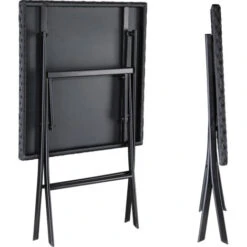 Casaria Poly Rattan Folding Table Patio Balcony Garden 63x63x73cm Foldable Side Table Black -Outdoor Furniture Store 33301041 4