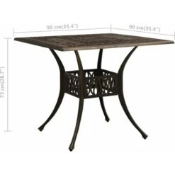 Garden Table Bronze 90x90x73 Cm Cast Aluminium VidaXL -Outdoor Furniture Store 33544279 3