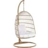 Hanging Swing Chair Beige Boho Rope Steel Stand Chain Soft Cushion ALLERA
