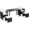 Outsunny 5 Pieces Rattan Garden Furniture Sofa Set W/ Table Chair Footrest Black