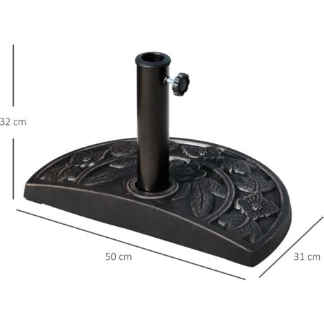 Outsunny 9kg Half Round Parasol Umbrella Base Resin Outdoor Garden Furniture 4 Outsunny 9kg Half Round Parasol Umbrella Base Resin Outdoor Garden Furniture - Image 2