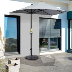Outsunny 9kg Half Round Parasol Umbrella Base Resin Outdoor Garden Furniture 9 Outsunny 9kg Half Round Parasol Umbrella Base Resin Outdoor Garden Furniture -Outdoor Furniture Store 3361235 3