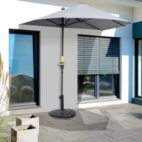 Outsunny 9kg Half Round Parasol Umbrella Base Resin Outdoor Garden Furniture 5 Outsunny 9kg Half Round Parasol Umbrella Base Resin Outdoor Garden Furniture - Image 3