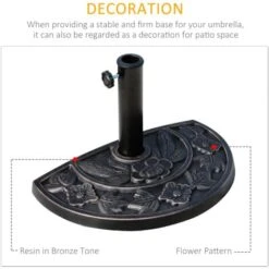 Outsunny 9kg Half Round Parasol Umbrella Base Resin Outdoor Garden Furniture 10 Outsunny 9kg Half Round Parasol Umbrella Base Resin Outdoor Garden Furniture -Outdoor Furniture Store 3361235 4