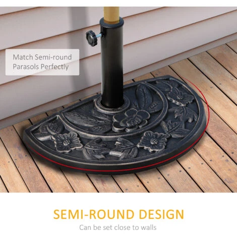 Outsunny 9kg Half Round Parasol Umbrella Base Resin Outdoor Garden Furniture 7 Outsunny 9kg Half Round Parasol Umbrella Base Resin Outdoor Garden Furniture - Image 5