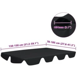 Replacement Canopy For Garden Swing Black 150/130x70/105 Cm VidaXL -Outdoor Furniture Store 33644945 3