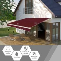 2.5x3m Patio Awning Manual Garden Canopy Sun Shade Retractable Shelter Outdoor -Outdoor Furniture Store 33648888 5