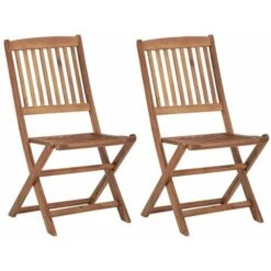 Folding Outdoor Chairs 2 Pcs Solid Acacia Wood VidaXL