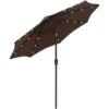 Outsunny Garden Parasol Outdoor Tilt Sun Umbrella LED Light Hand Crank Brown -Outdoor Furniture Store 3385520 1
