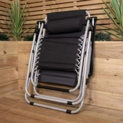 Multi Position Garden Gravity Relaxer Chair / Sun Lounger - BLACK/SILVER -Outdoor Furniture Store 33895214 3