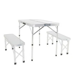 Charles Bentley ODYSSEY 4 Seater Compact Folding Aluminium Bench Dining Set Camp