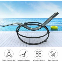 Orbital Lounger Outdoor Patio Rocking Chair Folding Zero-Gravity Rocker W/Pillow -Outdoor Furniture Store 33981258 5