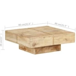 Coffee Table 80x80x28 Cm Solid Mango Wood VidaXL -Outdoor Furniture Store 34197683 3