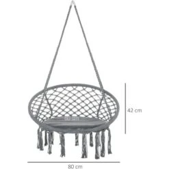 Outsunny Macrame Hanging Chair Swing Hammock For Indoor & Outdoor Use Grey -Outdoor Furniture Store 34203153 2