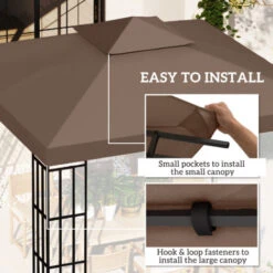 Outsunny 3(m) 2 Tier Garden Gazebo Top Cover Replacement Canopy Roof Coffee -Outdoor Furniture Store 3427411 5