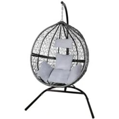 Swing Hanging Egg Chair Rattan Bench Garden Patio Outdoor Indoor