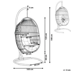 Modern Hanging Chair PE Rattan Dark Grey Egg Chair Patio Indoor With Stand Sesia -Outdoor Furniture Store 35019113 3