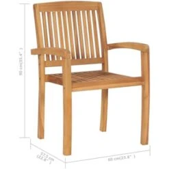 Stacking Garden Chairs 4 Pcs Solid Teak Wood VidaXL -Outdoor Furniture Store 35096112 3