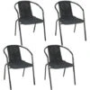 Livingandhome Set Of 4 Black Garden Patio Metal Wicker Stacking Chairs