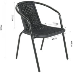 Livingandhome Set Of 4 Black Garden Patio Metal Wicker Stacking Chairs -Outdoor Furniture Store 35100414 5