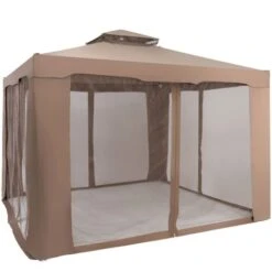10 X 10 FT Canopy Gazebo Outdoor Garden Shelter Tent Double Tiered Roof Soft Top