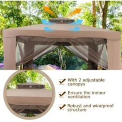 10 X 10 FT Canopy Gazebo Outdoor Garden Shelter Tent Double Tiered Roof Soft Top -Outdoor Furniture Store 35392737 5