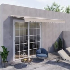 Outsunny Garden Door Awning Retractable Canopy Electric Patio Shelter 3.5W X 0-2.5D M -Outdoor Furniture Store 3539767 3