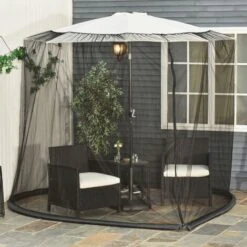 Outsunny 2.3m Garden Umbrella Parasol Table Net Cover Screen Bug Netting Cover -Outdoor Furniture Store 3539776 3
