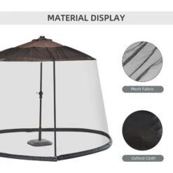 Outsunny 2.3m Garden Umbrella Parasol Table Net Cover Screen Bug Netting Cover -Outdoor Furniture Store 3539776 5