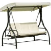 Outsunny 3 Seater Canopy Swing Chair Porch Hammock Bed Rocking Bench Cream -Outdoor Furniture Store 3539780 1
