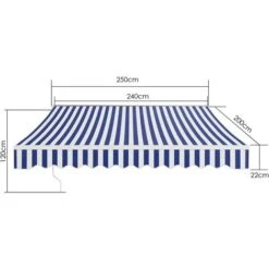 BAMNY Manual Awning For Patio, Courtyard, Balcony, Restaurant, Café Awning With Articulated Arm, UV Protection And Waterproof 2.5 X 2m (Blue-White) 9 BAMNY Manual Awning For Patio, Courtyard, Balcony, Restaurant, Café Awning With Articulated Arm, UV Protection And Waterproof 2.5 X 2m (Blue-White) -Outdoor Furniture Store 35873371 3