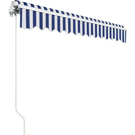 BAMNY Manual Awning For Patio, Courtyard, Balcony, Restaurant, Café Awning With Articulated Arm, UV Protection And Waterproof 2.5 X 2m (Blue-White) 6 BAMNY Manual Awning For Patio, Courtyard, Balcony, Restaurant, Café Awning With Articulated Arm, UV Protection And Waterproof 2.5 X 2m (Blue-White) - Image 4