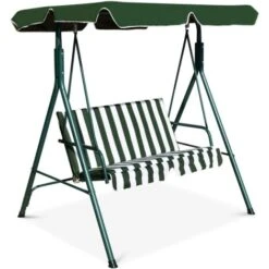 Metal Swing Chair Garden Hammock 2 Seater Patio Bench Lounger Adjustable Canopy