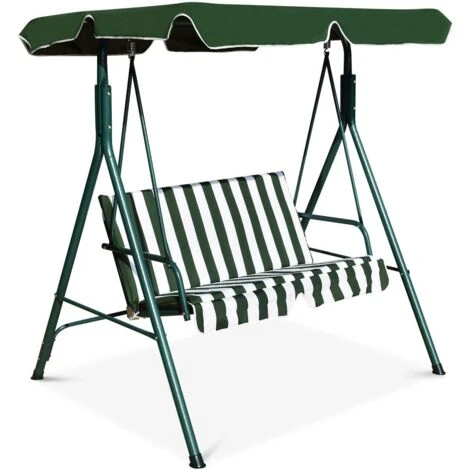 Metal Swing Chair Garden Hammock 2 Seater Patio Bench Lounger Adjustable Canopy 3 Metal Swing Chair Garden Hammock 2 Seater Patio Bench Lounger Adjustable Canopy