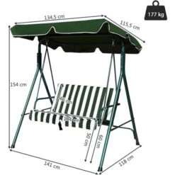 Metal Swing Chair Garden Hammock 2 Seater Patio Bench Lounger Adjustable Canopy 11 Metal Swing Chair Garden Hammock 2 Seater Patio Bench Lounger Adjustable Canopy -Outdoor Furniture Store 35941489 5