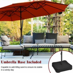 4.6M Patio Double-Sided Umbrella Parasol Outdoor Extra Large Crank Sunshade -Outdoor Furniture Store 35941500 3