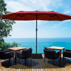 4.6M Patio Double-Sided Umbrella Parasol Outdoor Extra Large Crank Sunshade -Outdoor Furniture Store 35941500 4