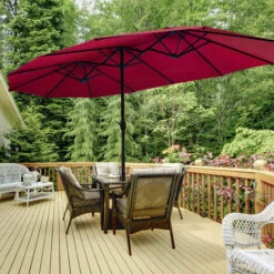 4.6M Patio Double-Sided Umbrella Parasol Outdoor Extra Large Crank Sunshade -Outdoor Furniture Store 35941500 5