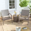 Livingandhome Set Of 3 Garden Plastic Patio Furniture Set, Light Brown -Outdoor Furniture Store 35956885 1