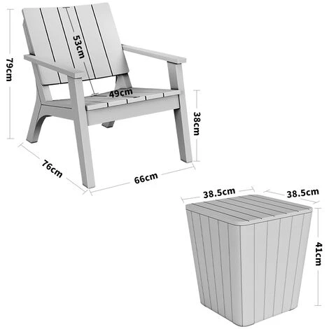 Livingandhome Set Of 3 Garden Plastic Patio Furniture Set, Light Brown 7 Livingandhome Set Of 3 Garden Plastic Patio Furniture Set, Light Brown - Image 5