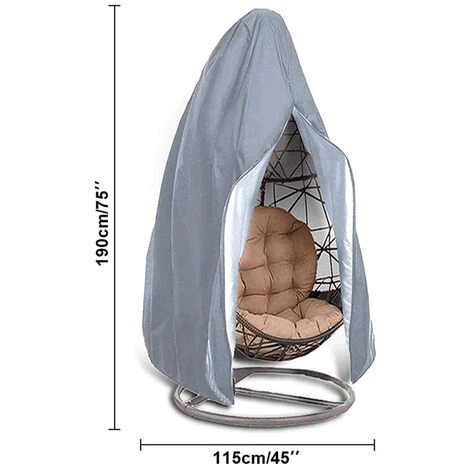 Hanging Egg Chair Cover, Durable Lightweight Waterproof Egg Swing Chair Cover With Zipper Fits Most Outdoor Single Swing Egg Chair Dust Protector, Gray 7 Hanging Egg Chair Cover, Durable Lightweight Waterproof Egg Swing Chair Cover With Zipper Fits Most Outdoor Single Swing Egg Chair Dust Protector, Gray - Image 5
