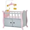 Olivia's Little World Pink Polka Dot Kids Baby Doll Crib Wooden Doll Cot With Mobile Doll Furniture TD-0206AG -Outdoor Furniture Store 36338178 1