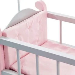 Olivia's Little World Pink Polka Dot Kids Baby Doll Crib Wooden Doll Cot With Mobile Doll Furniture TD-0206AG -Outdoor Furniture Store 36338178 4