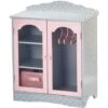 Olivia's Little World Pink Grey Polka Dot 18 Inch Doll Closet Wardrobe Wooden Doll Furniture With 3 Doll Hangers TD-0210AG