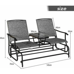2 Seater Garden Swing Glider Lounge Chair Patio Rocking Armchair W/ Center Table -Outdoor Furniture Store 36407727 4