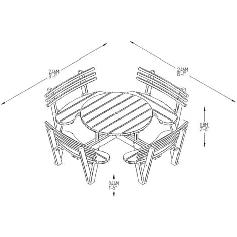 Forest Circular Wooden Garden Picnic Table With Seat Backs 8'x8' (2.4x2.4m) 5 Forest Circular Wooden Garden Picnic Table With Seat Backs 8'x8' (2.4x2.4m) - Image 3