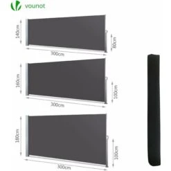 VOUNOT 1.4 X 3 M Side Awning Retractable, Privacy Screen For Patio, Garden, Balcony, Terrace, Black -Outdoor Furniture Store 36757462 3